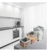 3 LÜ Set Vakumlu Kare Saklama Kabı Akrilik Kristal 3 Boy Erzak Kabı (600-900-1300 ML) thumbnail 4