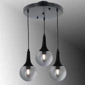 TT601-3Y-FULLSY TT Aydınlatma Mat Siyah 3 lü Uzun Hunili Yuvarlak Avize - 1
