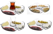 Paşabahçe 4 li cam kahvaltılık - çerezlik sunum tabağı 25,2cm. thumbnail 1