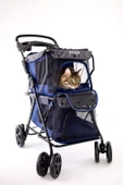 Zampa Twins Kedi Köpek Arabası Lacivert BL04N 51x85x100 Cm - Katlanabilir, Konforlu ve Güvenli thumbnail 1