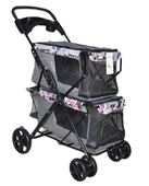 Zampa Twins (BL04-G) Kedi Köpek Arabası Gri 51X85X100 Cm - Çift Bölmeli, Katlanabilir ve Güvenli thumbnail 1