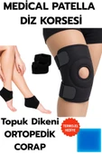 Topuk Çorabı 2'li Sağ Sol+ Medical Patella Destekli Dizlik + Termojel – Ortopedik Destek Seti - 1