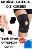 Topuk Çorabı 2'li Sağ Sol+ Medical Patella Destekli Dizlik + Termojel – Ortopedik Destek Seti - 1