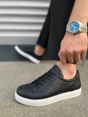 JY165 Elite Bağcıklı Cilt Erkek Günlük Sneaker Ayakkabı CBT - Siyah - 3