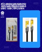 USB-C ve Lightning Uyumlu 4'ü 1 Arada Kablo – 65W Hızlı Şarj, Örgülü Dayanıklı Yapı - 1