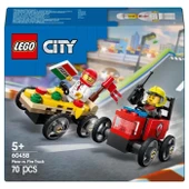 LEGO City Pizza Arabası İtfaiye Kamyonuna Karşı Yarış Arabası Paketi 60458 thumbnail 3