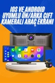 Android ve İOS Uyumlu Ön Arka Çift Kameralı Araç Ekranı Dokunmatik CarPlay thumbnail 2