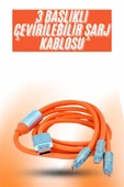 Çoklu Şarj Kablosu USB Type-C İOS Uyumlu 120W Hızlı Şarj Kablosu - 2