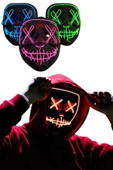 Led Işıklı Neon Maske Cadılar Bayramı Maskesi Korkunç Korku Maskesi - 4