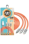 Çoklu Şarj Kablosu USB Type-C İOS Uyumlu 120W Hızlı Şarj Kablosu - 5