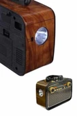 Nostaljik Görünümlü Ahşap Radyo TF SD USB Girişli Led Fener Işıklı - 4