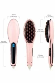 Elektrikli Saç Düzleştirici Tarak Saç Düzleştirici Fırça Sıkı Dişli Pembe - 5