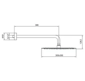 Ar Efes Plus Tepe Duş Başlığı (300x300 mm) Duvardan Borulu (L=388 mm) 102145092 - 2