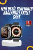 Yeni Model Akıllı Saat Ultra Smart Watch Gümüş Kasa 45mm Titreşim - 2