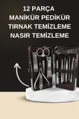Elektrikli Manikür Pedikür Seti İkili Set 12 Parça Tırnak Bakımı Törpü Protez Çıkarma thumbnail 1