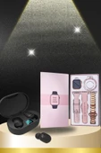 Nabız Ölçer Hediye Bileklikli Akıllı Saat ve Dijital Göstergeli Bluetooth Kulaklık Çoklu Şarj Girişi thumbnail 4