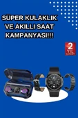 Yeni Nesil Kampanyası Bluetooth Bağlantılı Akıllı Saat ve Kablosuz Kulaklık Dijital Göstergeli thumbnail 2