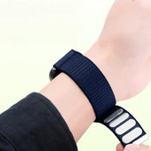 Samsung Galaxy Watch 8 44mm 40mm 47mm İle Uyumlu Naylon Spor Loop Kordon Ayarlanabilir Rahat ve Dayanıklı  Lacivert thumbnail 3