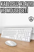 Beyaz Kablosuz Klavye Fare Seti Kablosuz Fare USB Alıcı PC Uyumlu - 2