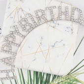 Gümüş Kristal Taşlı Happy Birthday Doğum Günü Tacı İthal Ürün A Kalite 17x16 cm thumbnail 3