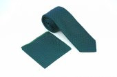 Brianze Yeşil Beyaz Noktalı Desen Kravat Mendil Set - 3