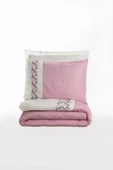 Nakışlı Çift Kişilik Saten Nev Takımı Niobe Pembe thumbnail 4