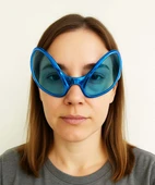 Retro Gözlük - 80 li 90 lı Yıllar Parti Gözlüğü Mavi Renk 8x13 cm thumbnail 2