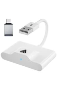CepteToptan Ally Usb+Type-C Android Kablosuz Carplay Adaptör Çevirici - Youtube Netflix Ti - CPT4722004-2372 thumbnail 1