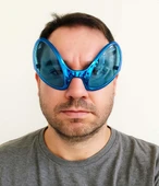 Retro Gözlük - 80 li 90 lı Yıllar Parti Gözlüğü Mavi Renk 8x13 cm thumbnail 1