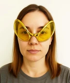 Retro Gözlük - 80 li 90 lı Yıllar Parti Gözlüğü Gold Renk 8x13 cm thumbnail 2