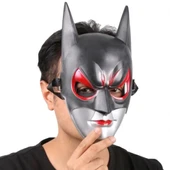 Kırmızı Gözlü Siyah Batman Maske - Lastikli Batgirl Maskesi 28x17 cm - 1