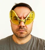 Retro Gözlük - 80 li 90 lı Yıllar Parti Gözlüğü Gold Renk 8x13 cm thumbnail 1