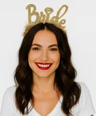 Altın Renk Bekarlığa Veda İtalik Yazı Alyanslı Bride Taç - 1