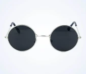 Yuvarlak Cam John Lennon Tarzı Gümüş Çerçeveli Siyah Gözlük thumbnail 2