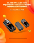 Powerbank 20000 mAh | 22.5W Hızlı Şarj, Dahili Kablolu, LCD Ekranlı Şarj Cihazı - 1