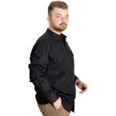 Erkek Gömlek UKol Gabardin Çift Cep 20360 Siyah thumbnail 7