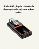 Powerbank 20000 mAh | 22.5W Hızlı Şarj, Dahili Kablolu, LCD Ekranlı Şarj Cihazı - 4