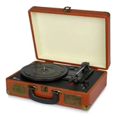 fomix FM-102 kahverengi  Hoparlörlü Bluetoothlu Pikap Plak Çalar thumbnail 1