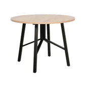 Round Yuvarlak Yemek Masası - Ceviz/Siyah 110x110x76 cm - 3