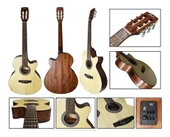 CORT ENDONEZYA CEC1 OPW ELEKTRO KLASİK GİTAR, ÇANTALI ,OPEN PORE, LADİN thumbnail 2