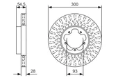 ON FREN DISK AYNASI TRANSIT V347 2.2 - 2.4 - 3.2TDCI ARKADAN CEKER 06> OLCU: (300 * 28) - BOSCH 0986479B11 - 1