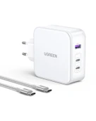 UGREEN Nexode 140W GaN 3 Portlu Hızlı Şarj Cihazı 1xUSB-A, 2xUSB-C QC 4.0 PD 3.1, Beyaz, 15339 - 1