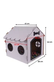 Ahşap Dekoratif Köpek Evi-Kulübesi, Küçük Irk Köpekler İçin Kulübe, Köpek Kulübesi Beyaz-Siyah - 2