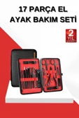 17 Parça Manikür Seti El ve Ayak Bakımı Törpü Cımbız Tırnak Temizleme - 1