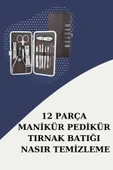12 Parça Paslanmaz Çelik Kompakt ve Taşınabilir Manikür Makası Tırnak Makası - 2