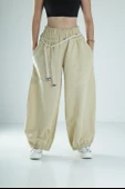 Tasarım Keten Açık Yeşil Baggy Pantolon - 1