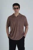 Erkek Kahve T-Shirt Dokuma Kumaş - 1
