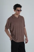 Erkek Kahve T-Shirt Dokuma Kumaş - 3