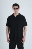 Erkek Siyah T-Shirt Dokuma Kumaş - 1