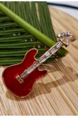 Monalisa Home  Kırmızı Gitar Figürlü Broş - 1